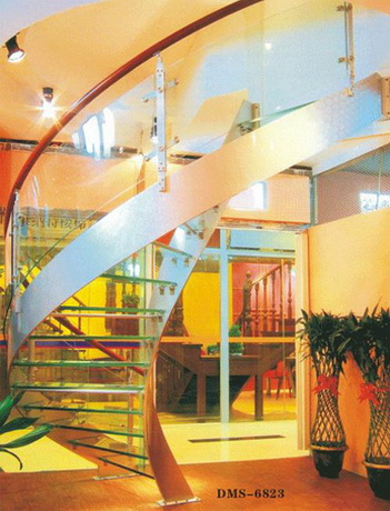 Arc stainless steel+Glass staircase