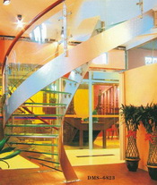 Arc stainless steel+Glass staircase
